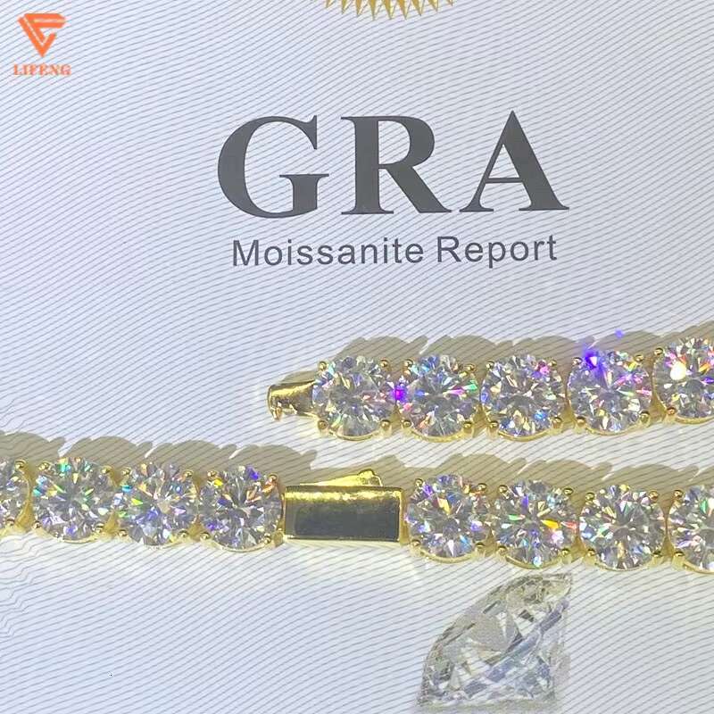 Fashion Design Fine Jewelry Necklace White Gold Plated High Quality 8Mm Round Shape VVS Moissanite Tennis Chain For Women