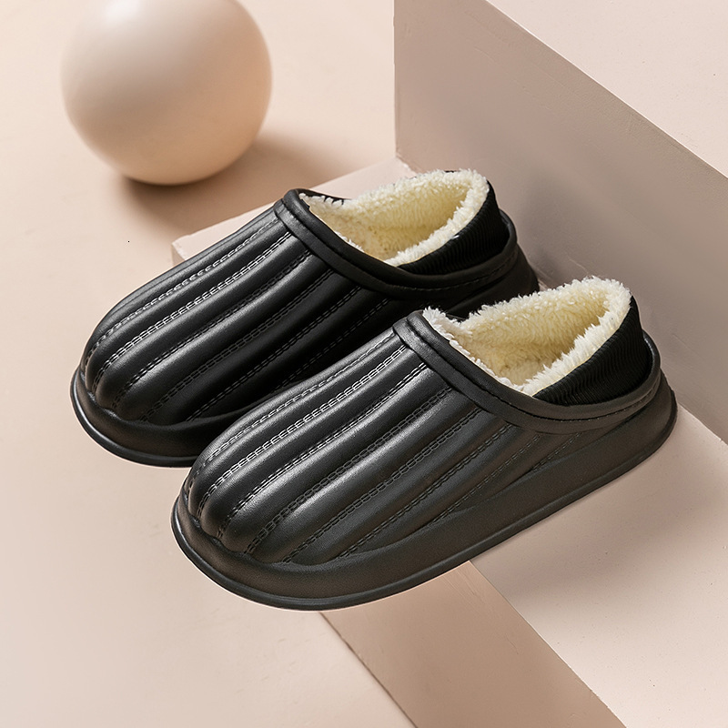 New designer sandals EVA autumn and winter outerwear plush, warm, waterproof, thick soled, non slip slippers, indoor household couple cotton slippers