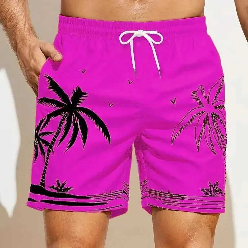 Summer Harajuku 3D Tropic Cocoanut Trees Printing Beach Shorts Flowers Graphic Shorts Men Fashion Streetwear Short Pants ClothesT250304