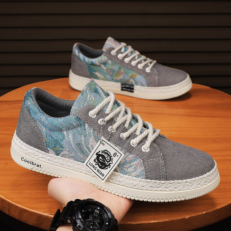 2025 Spring Original Fashion Pattern Canvas Breathable Famous Designer s New Sports And Leisure Linen Cloth Niche Running Shoes