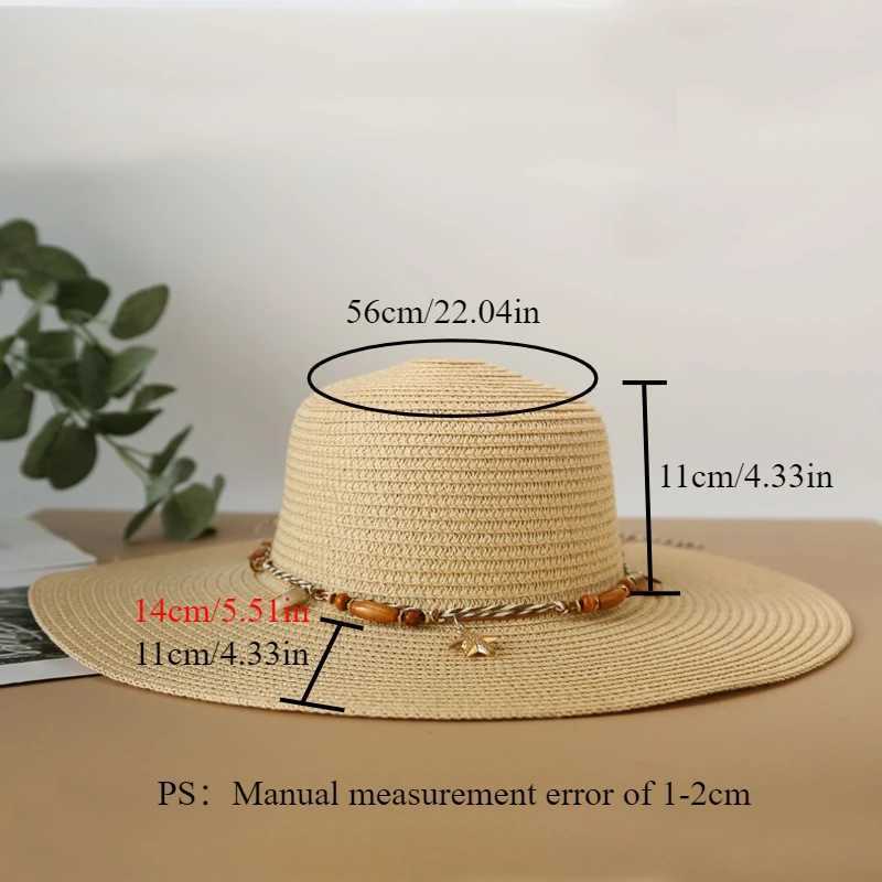 Summer Shell Str Hat Beach Korean Seaside Large Brim Outdoor Sun Protection Sun Hat Bohemia Vacation Foldable Str HatXJ250304