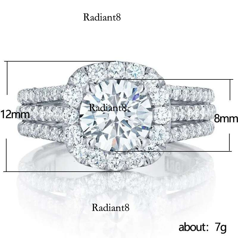 Light classic sterg sier square moissanite ring as a jewelry gift for women's engagement party