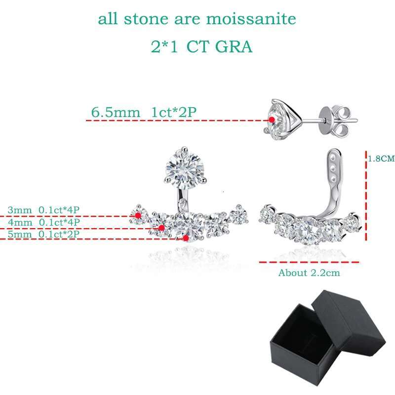 Smyoue 4.6CTTW Full Moissanite Stud Earrings for Women Sparkly Simulated Dia S Sterg Sier Ear Jewelry Christmas Gift