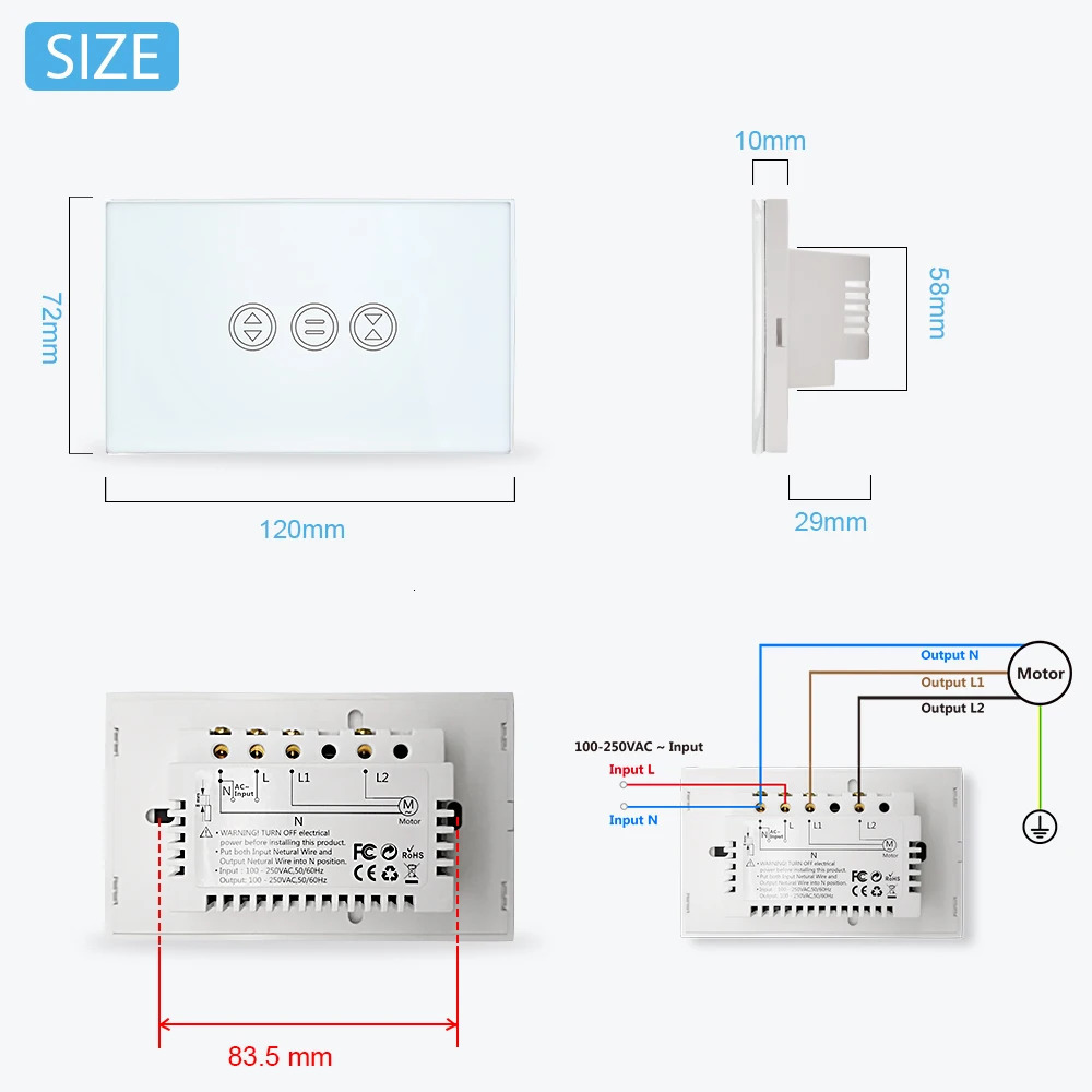 Tuya Smart Life WiFi Switch for Electric Motorized Curtain Blind Roller Shutter Motor Google Home Alexa Echo Voice Control DIY 250303
