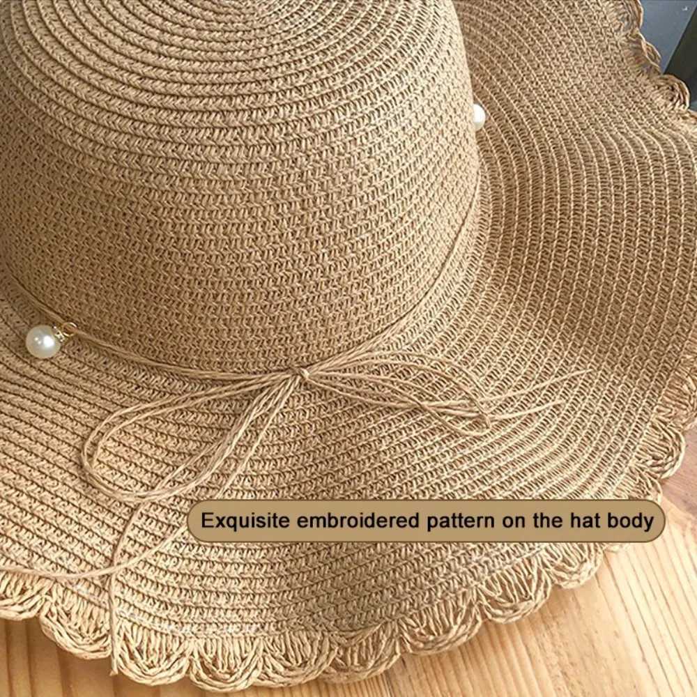 Summer Natural Str Hat Large Wide Brim Sun Hats For Women Panama Ladies Beach C Outdoor Foldable Travel Elegant Holiday HatXJ250304