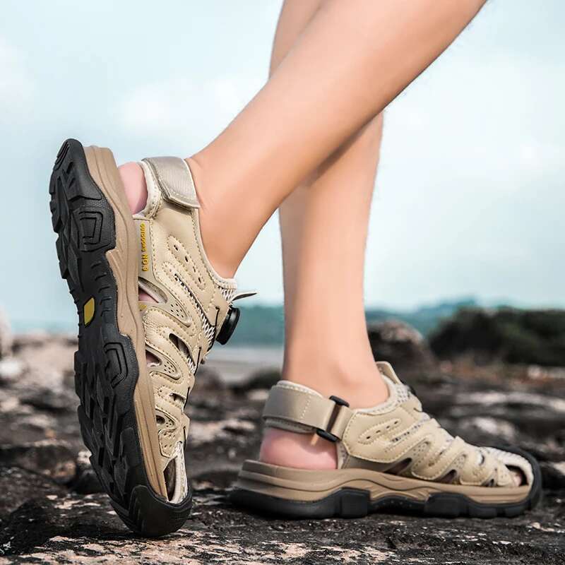Summer Genuine Mens Casual Outdoor Leather Sandals for Men Beach Roman mens Shoes