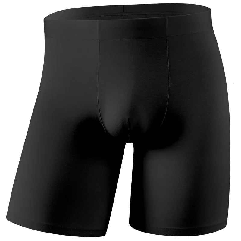 Men Breathable Long Leg Boxer Shorts Sports Big Size Sexy Elastic Mens Panties Cueca Male Ice Silk Seamless Lengthen Short Pants 250303