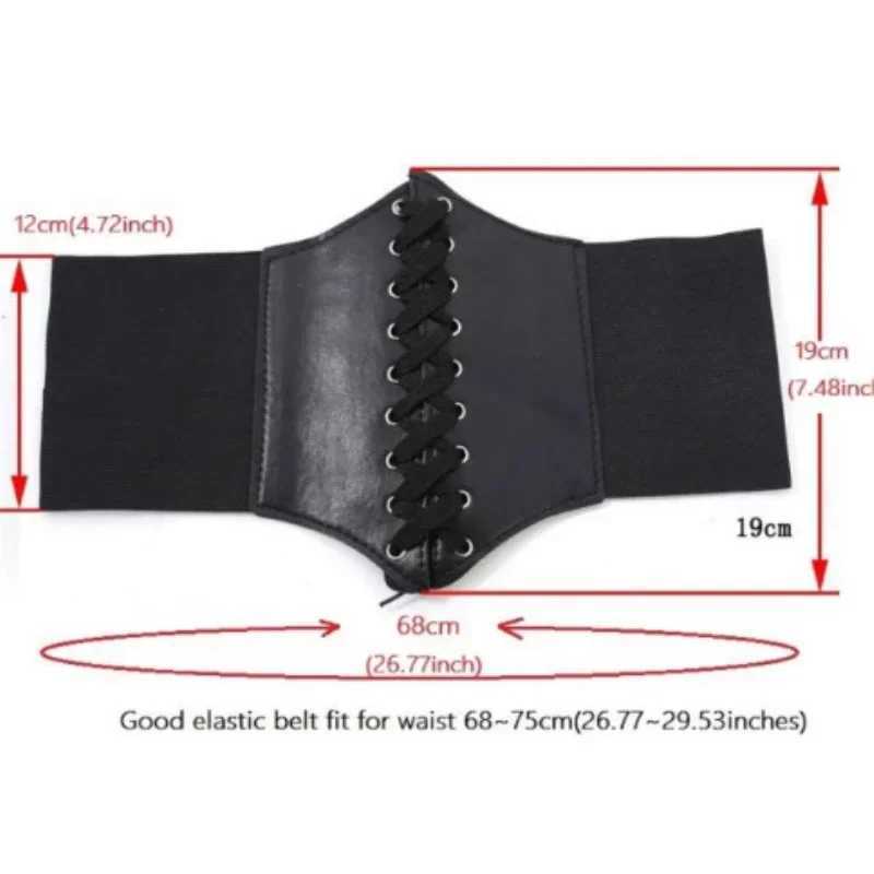 Womens Wide Belt Vintage Gothic PU Leather Underbust Corset Crop Top Solid Color Adjustable Vest Waist Belt Double Buckle CincherXJ250304