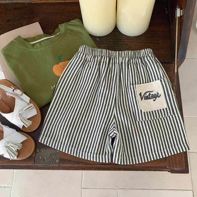 Childrens Clothes Summer Boys Short Cotton Striped Pants 1-6Year Baby Girl Cute Loose Short Pants 250304