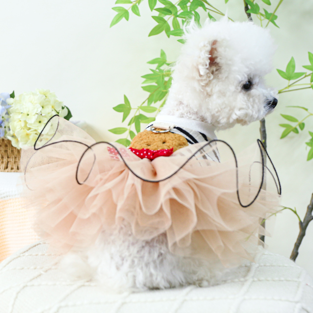 1PC Pet Clothing Cat Spring and Autumn Stripe Little Bear Pullover Princess Wedding Dress Suitable for Small and Medium Dogs