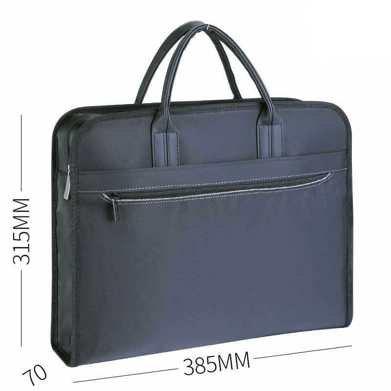 Oxford Cloth Document Case Hand-held Business Mens Document Bag Large-capacity Zipper Waterproofing Conference Briefcase 250228