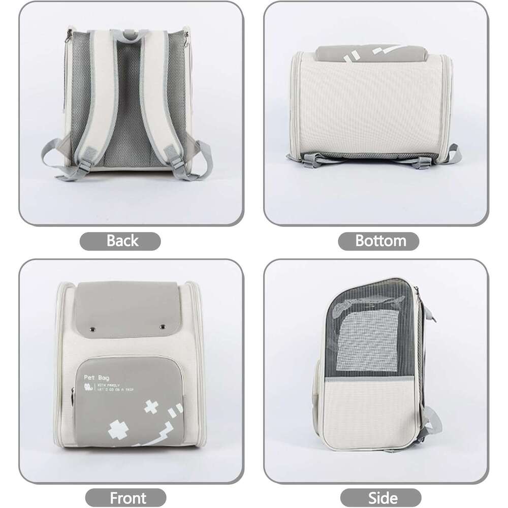 DHpet Airline-Approved Pet Backpack - Grey, with Safety Lock, Ventilated & Comfort Design for Outdoor Trips