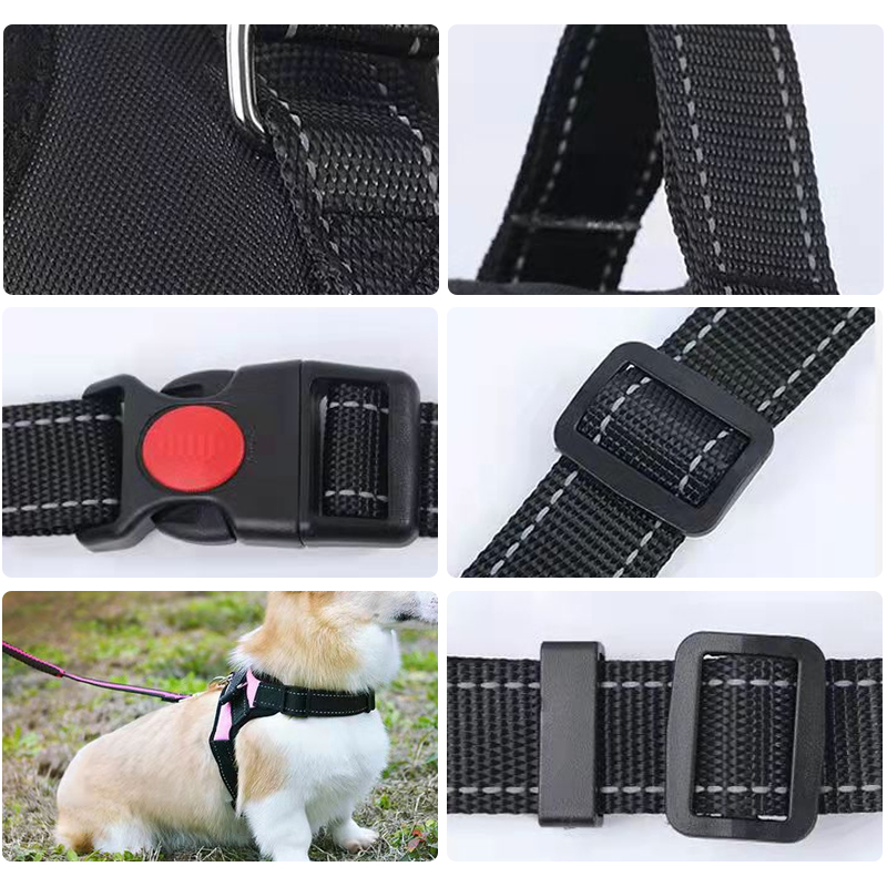 Dog Harness Pet Cat Adjustable Leashes with Leash Reflective Breathable for Small and Large DogHarness Vest Pets Supplies Ya943 Z250326