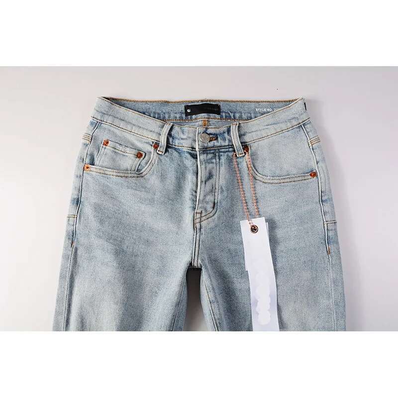 High Street American Fashion Style Light Blue Distressed Skinny And Slim Fit Destroyed Holes Ripped Jeans