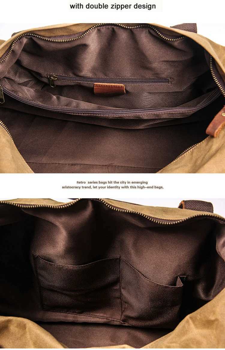 Waterproof Batik Canvas Leather Mens Travel Bag Handbag Vintage Mens Luggage Weekend Overnight Y250304