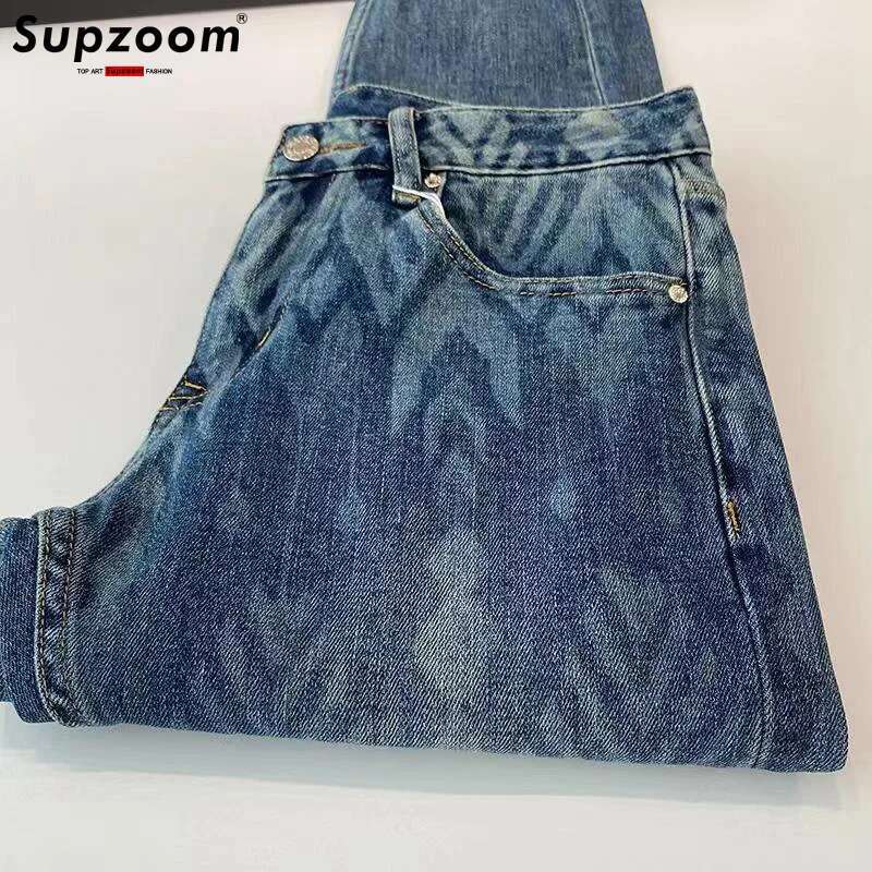 Supzoom New Arrival Hot Sale Top Fashion Autumn Zipper Fly Stonewashed Casual Patchwork Cargo Denim Pockets Cotton Jeans Men