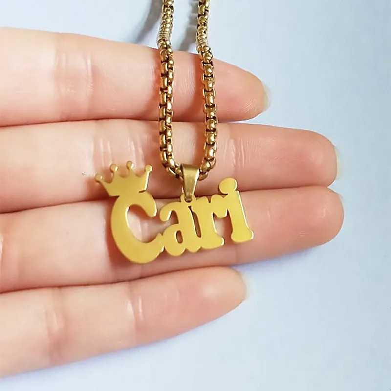 Personalized Customized Name Crown Necklace Stainless Steel Jewelry Custom Baby Chain Necklace For Women Men Birthday Gift 250304