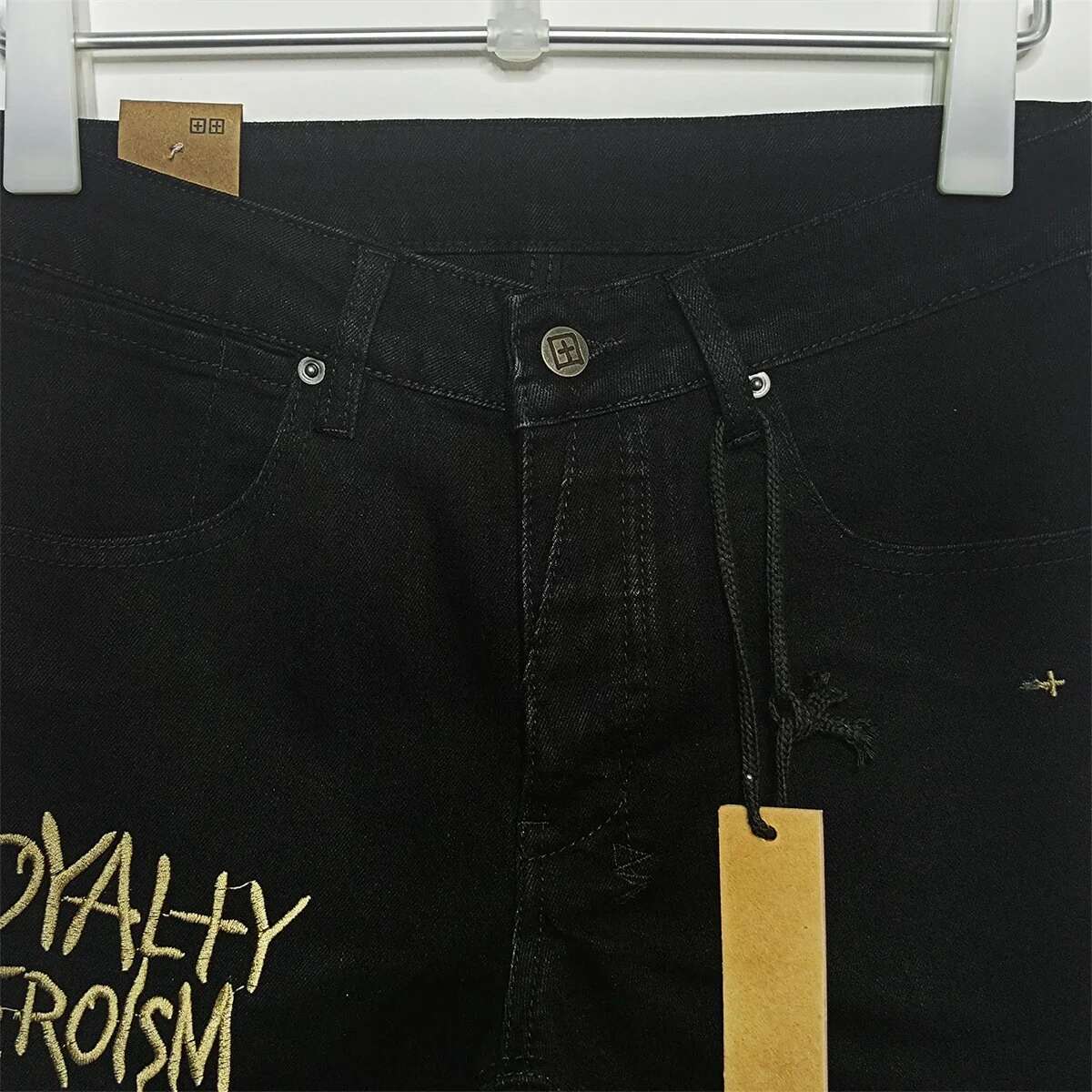 KSUBI Cross Brand Men Fashion High Street Black Letter Embroidery Stretch Skinny Jeans Daily Casual Hip Hop Pencil Pants