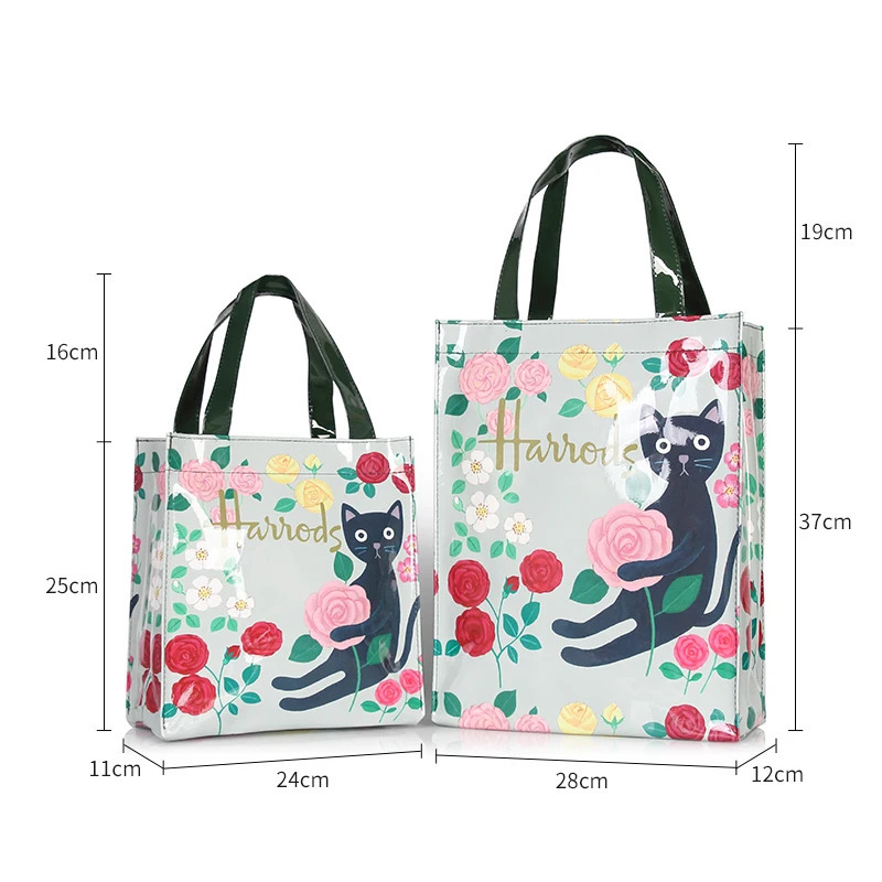 London Style PVC Reusable Shopping Purses Large Eco Friendly Flower Womens Tote Shopper Bag Summer Waterproof Beach Handbag 250314