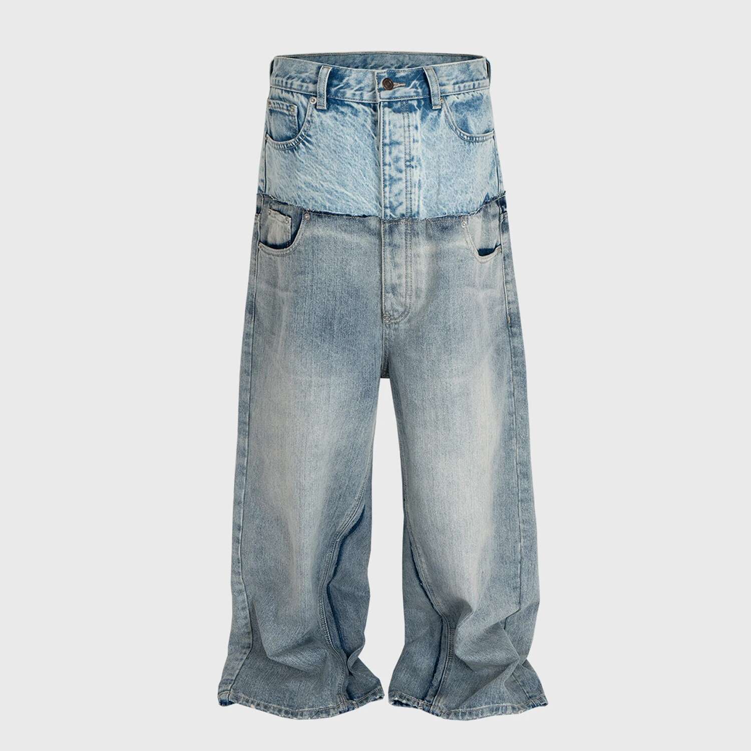 Vintage Patchwork Baggy Men's Streetwear Hip Hop Loose Denim Pants Hi Street Designer Jeans Trousers Man
