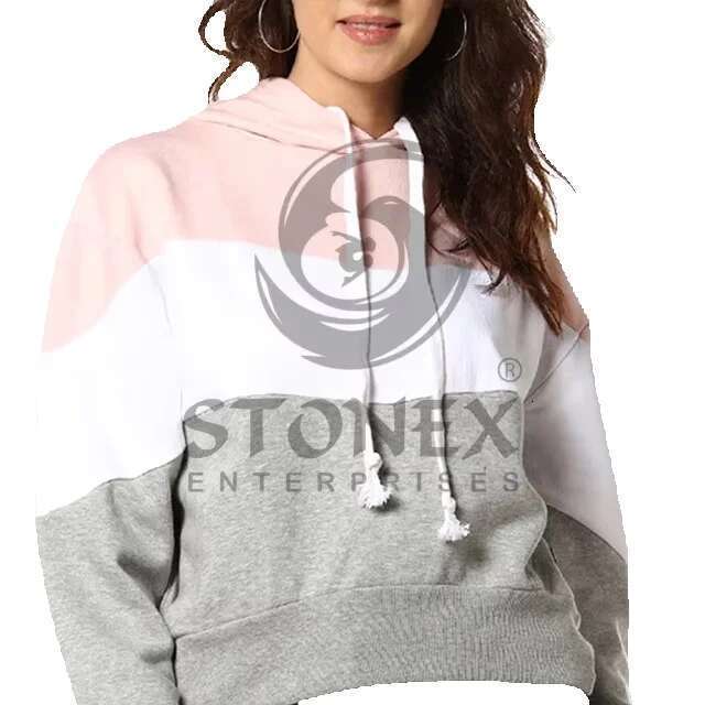 Wholesale OEM Service Long Sleeve Women's New Arrival Solid Color Fashion Wear Hoodies For Ladies.