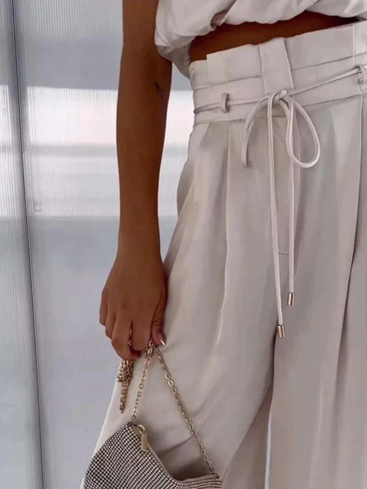 Deioao Urious Solid Women Summer Two Piece Set Female Sleeveless Tops Pocket Pants Chic Outfit 2025 Office Lady Suit In Stock