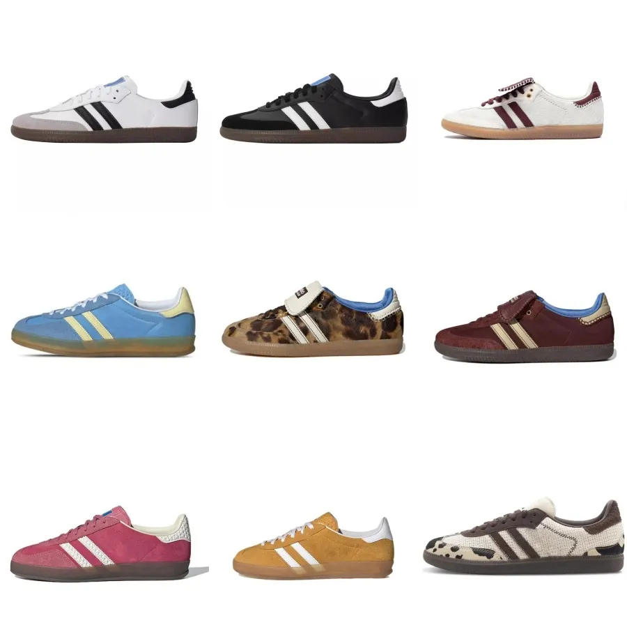 2025 Designer women's shoes T shoes leather stripes men's and women's sports board shoes lovers strawberry bear pink German training shoes