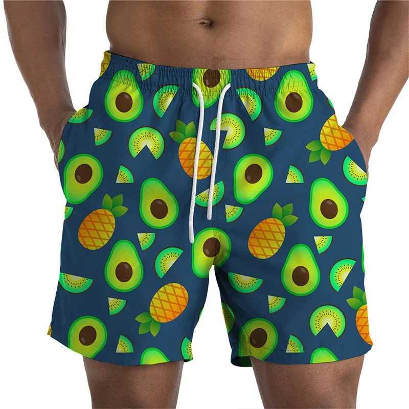 Hawaiian Vacation Beach Shorts For Men Casual Street Short Pants 3D Printed Fruits Pineapple Board Shorts Swimsuit Swim TrunksT250304