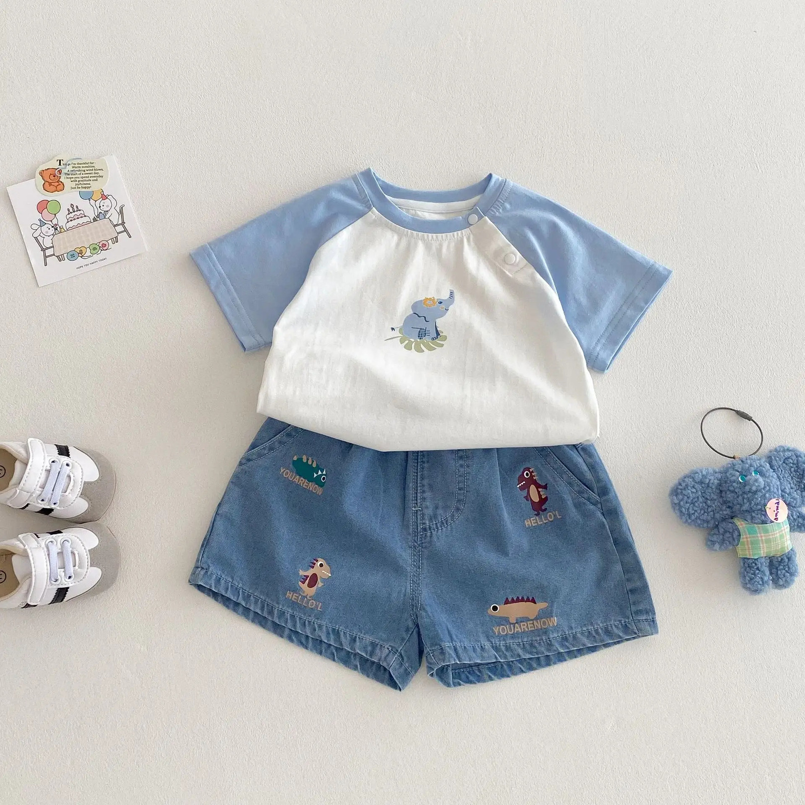 Milancel Stylish Denim Shorts for Kids Summer Baby Childrens Clothing 05Y Cute Embroidered Dinosaur Boys Casual 250303