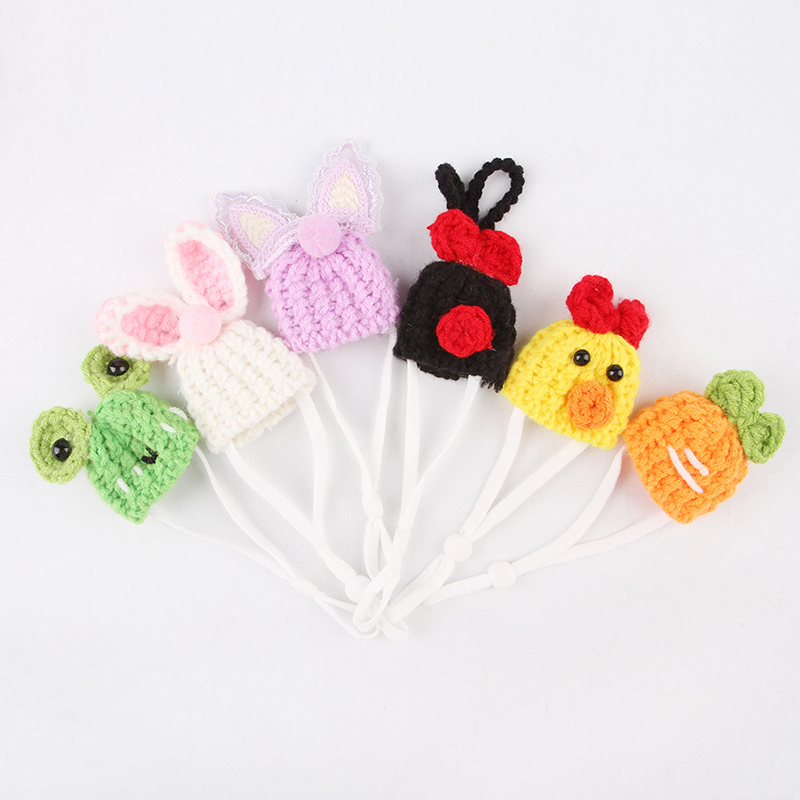 Cute Cartoon Guinea Hamster Knitted Hat Mini Hand Plush Hat Handmade Knitted Small Animal Hat Pet Cosplay Cap Pet Decoration Cap