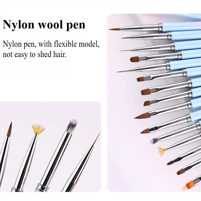 1/15PCS Nail Art Brushes Nail Polish Gel Painting Pen Liner French Stripes Brush Nail Accessories Uv Gel Brushes Manicure Tool 250304