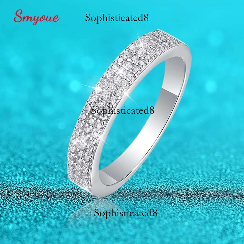 Smyoue 1/1.2/1.5mm D Vvs1 Moissanite Rings for Women 1/2 Full Eternity Bands S Pure Sier Plated Hip Hop Party Jewelry