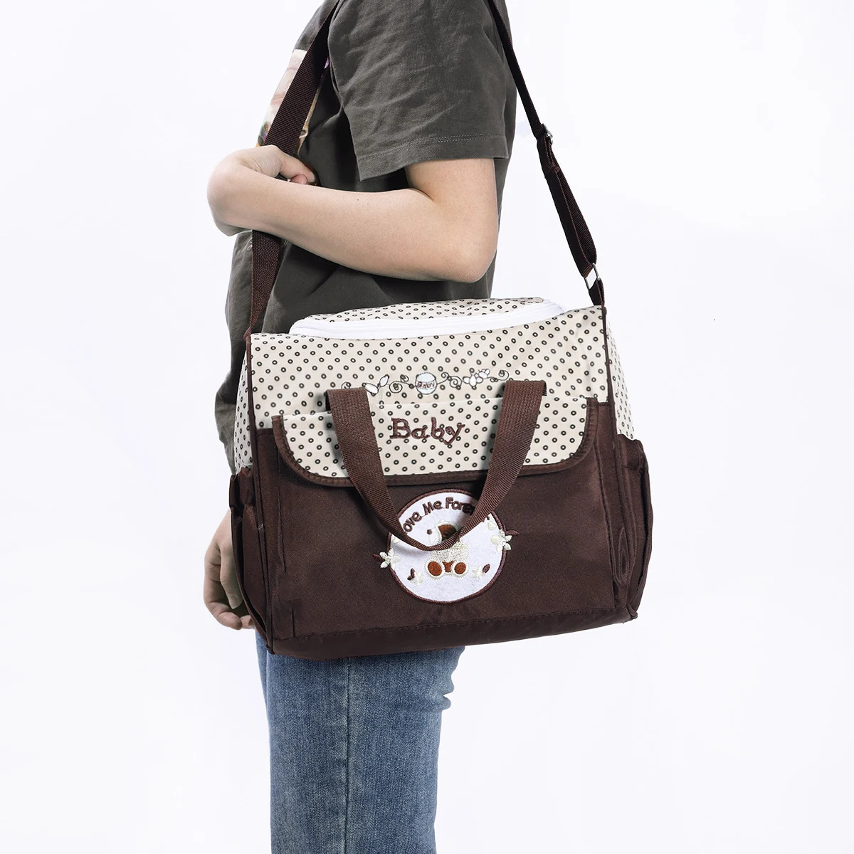 Fashionable Multi functional Shoulder Mom Bag Lightweight and compact mom bag Cute Bear Duo Companion Diagonal Mother and Baby Bag Diagonal Bag Pregna