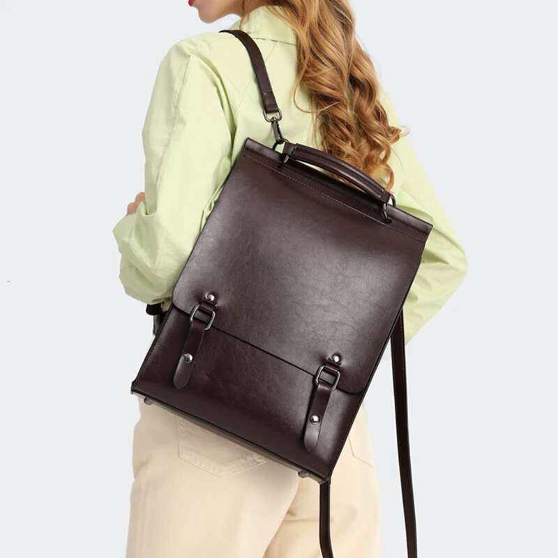 Cowhide Genuine Leather Backpack For Women Trend Designer A4 Student School Travel Work Female Shoulder Bags