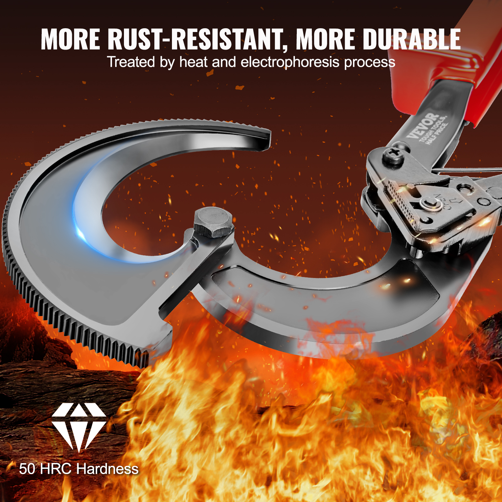 VEVOR 10/11 in Ratcheting Cable Cutter Quick-Release Ratchet Wire and Cable Cutter Cut with Comfortable Grip Handles Easy to Use