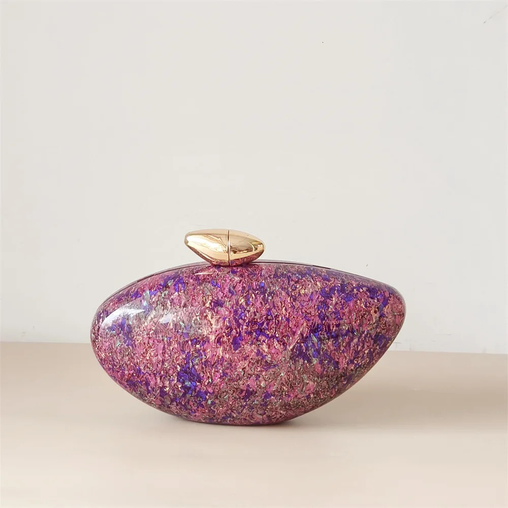 Shell Pearl Brown Marble Acrylic Box Clutches Evening Bag Wedding Party Female Mini Purse Bridal Handbag w250303