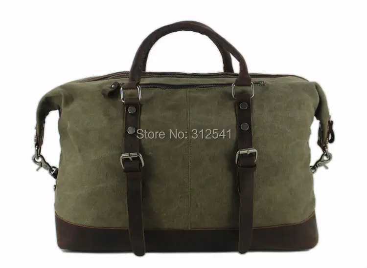 Vintage military Canvas Leather men travel bags Carry on Luggage bags Men Duffel bags travel tote large weekend Bag Overnight Y250304
