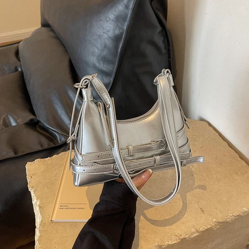 Fashion Sewing Thread Shoulder Bags Solid Soft Bags for Women Interior Compartment Zipper Pu Womens Handbags 250228
