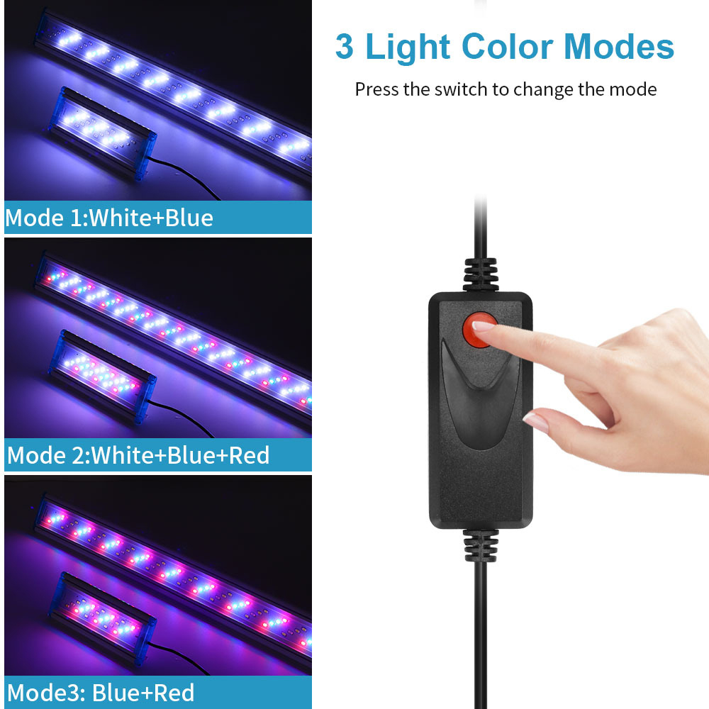 4 Rows Aquarium Lights 3-color Fish Tank Lamp Accessories 18-58CM Clamp Lamp 5730 LED Fish Tank Landscaping Aquarium Lighting