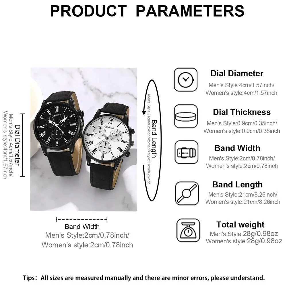 2PCS Set Couple Fashion Casual Leather es Ladies Simple Dial Quartz Wristlets Dr Clock Womens WatchXJ250304