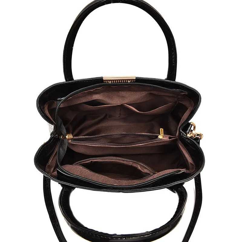 New bright leather handbag stone womens bag large capacity single shoulder crossbody bag Europe and the United States casual wo Z250303