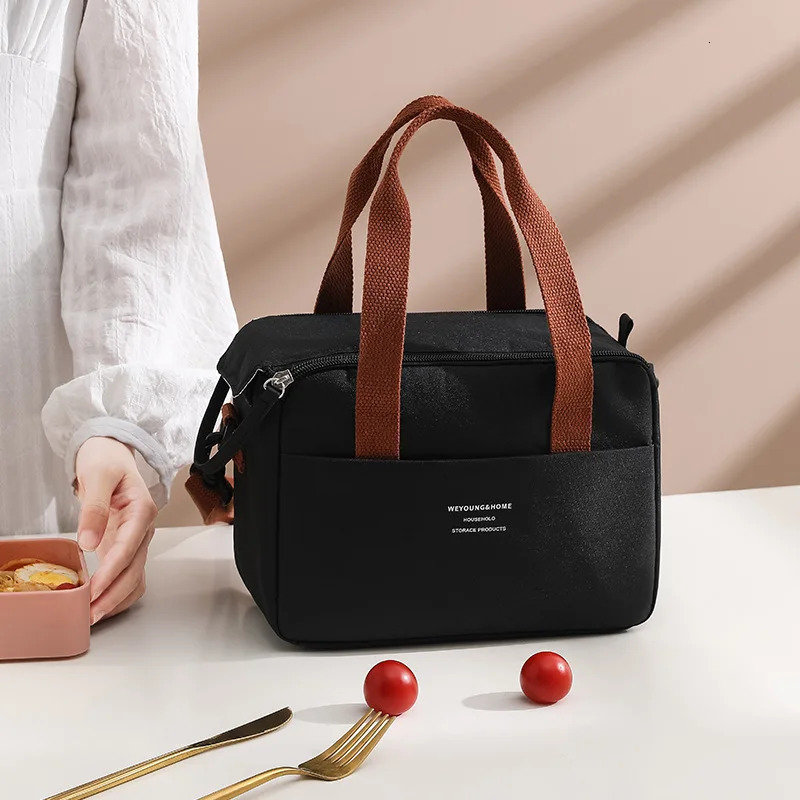 Portable Lunch Bag For OL Women Thermal Insulated Lunch Box Tote Cooler Handbag Waterproof Bento Pouch Office Food Shoulder Bags 250228