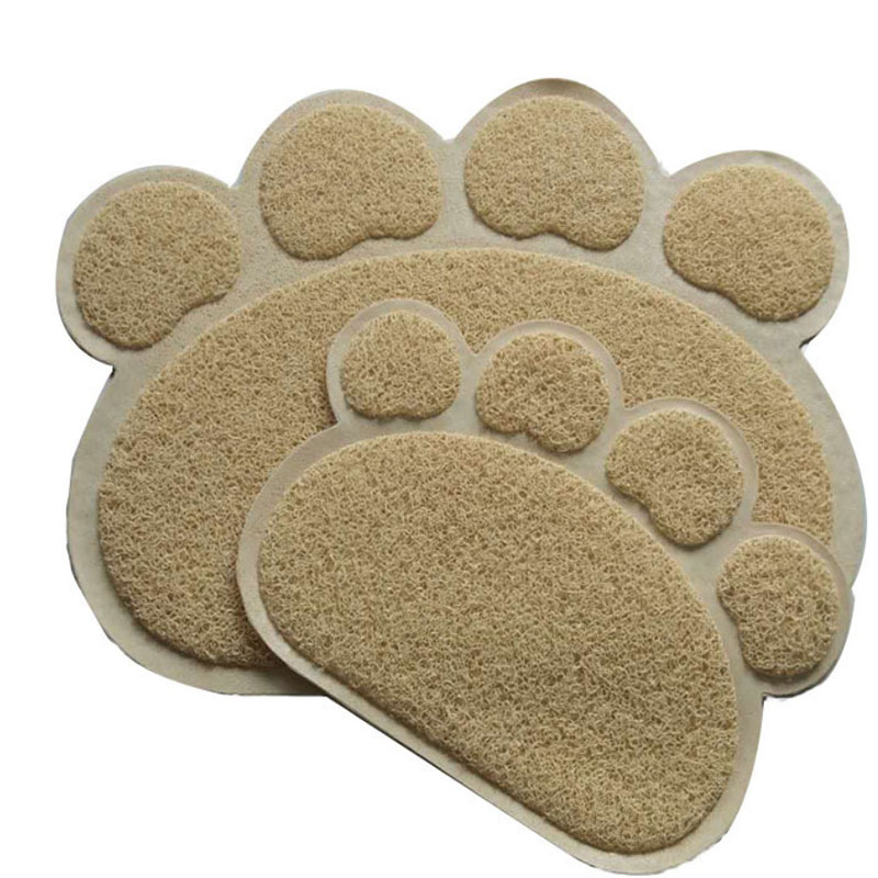 Pet Cat Litter Mat Cute Paw Print Feeding Bowl Placemat Cat Bed Pads Non-slip Anti-leak Waterproof Litter Trapper Mats Supplies