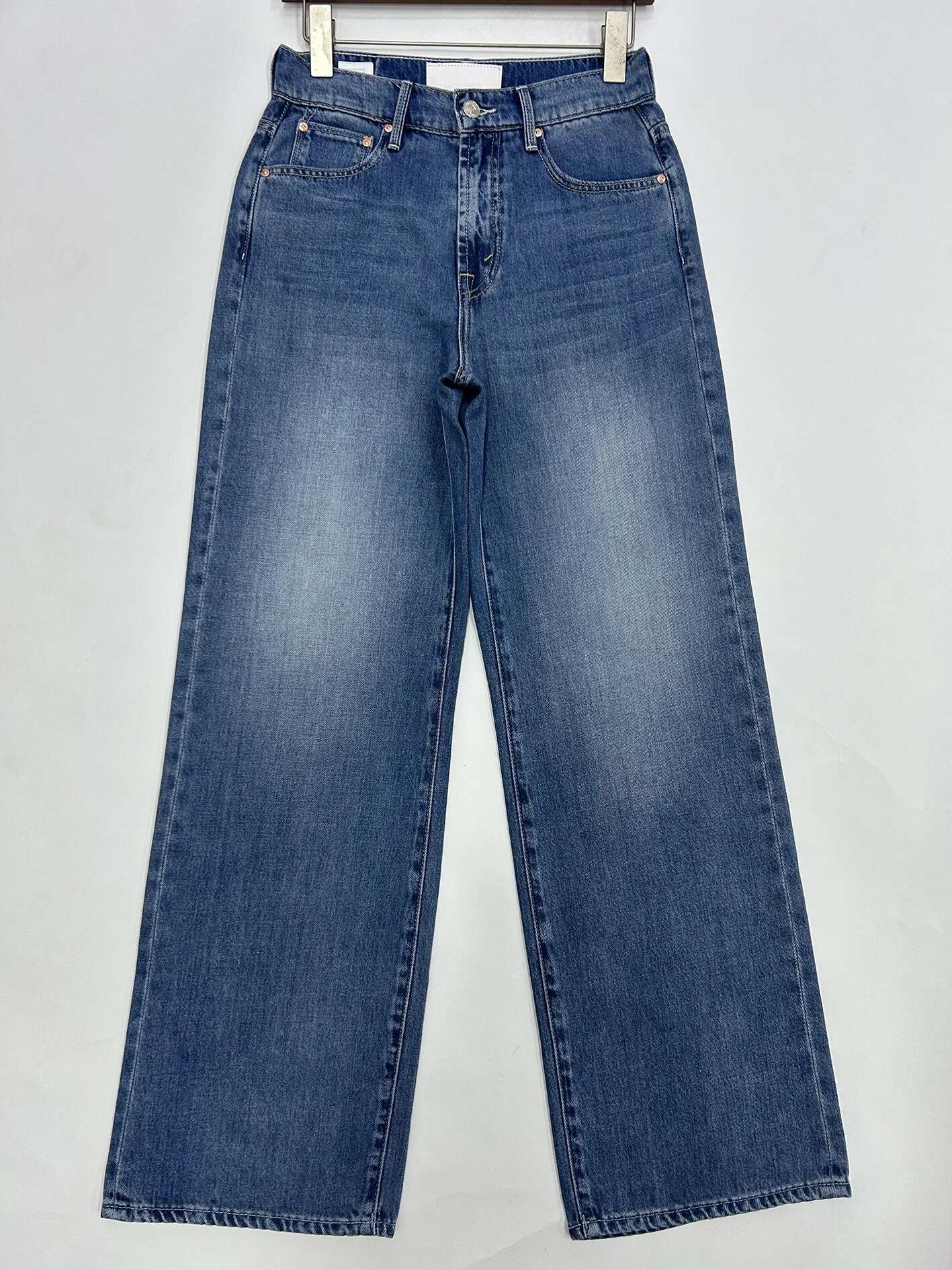 2024 Mid Waist Wide Legs Long Straight Jeans Pants For Women