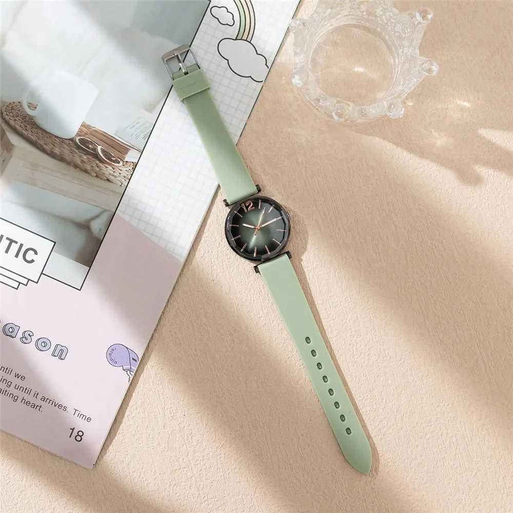 Fashion Ladies Sports Simple Black Dial Quartz Casual 2024 Green Sile Str Women Clock Dr WristesXJ250304