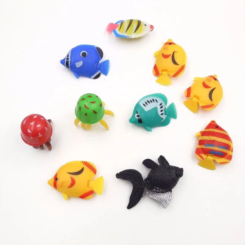 10pcs Aquarium Artificial Plastic Fish Colorful Tropical Fishes Ornaments Floating Fish Decor for Aquarium