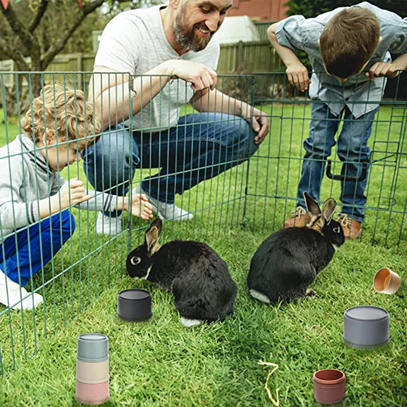 8PC Stacking Cups Toy For Rabbits Multi-Colored Reusable Small Animals Puzzle Toys For Hiding Food Playing Bunny Accessories Pet