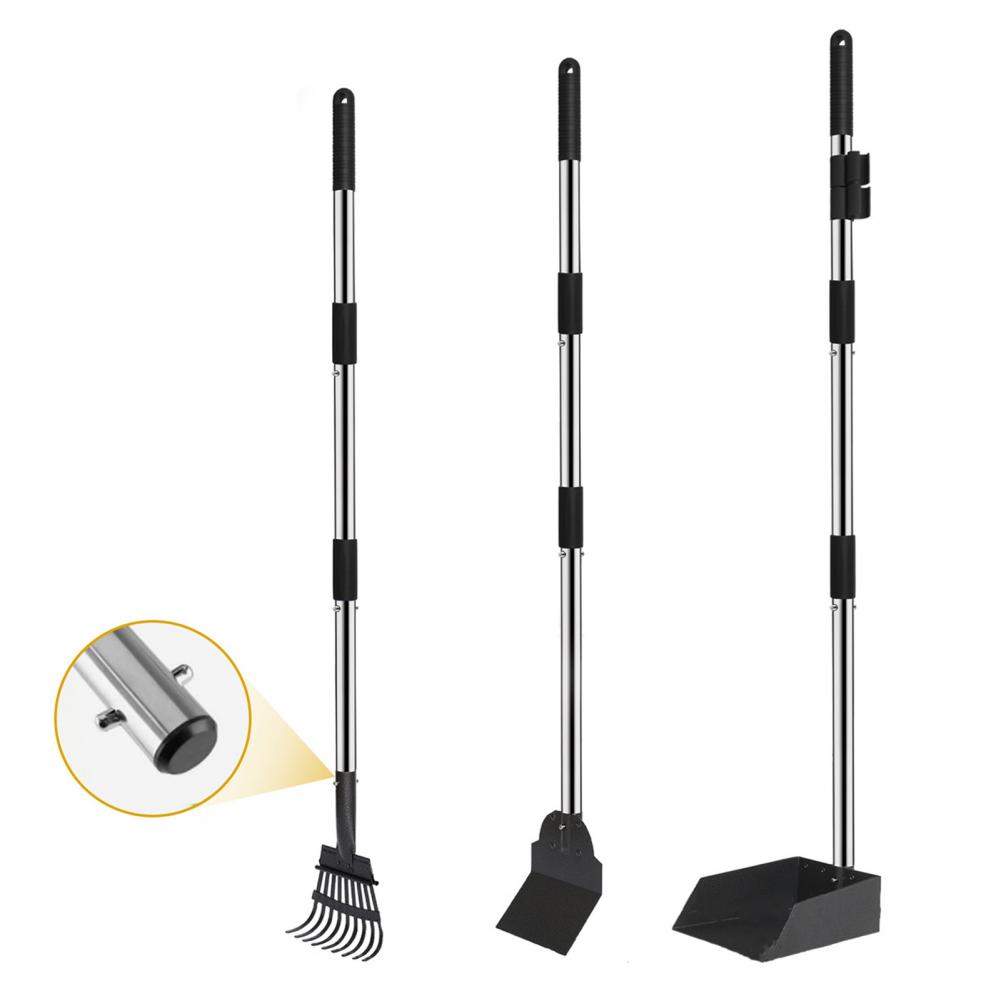 Stainless Steel Retractable Handle Picker Stain-resistant Dog Scoop Stainless Steel Swivel Bin Rake Spade for Lawns for Medium