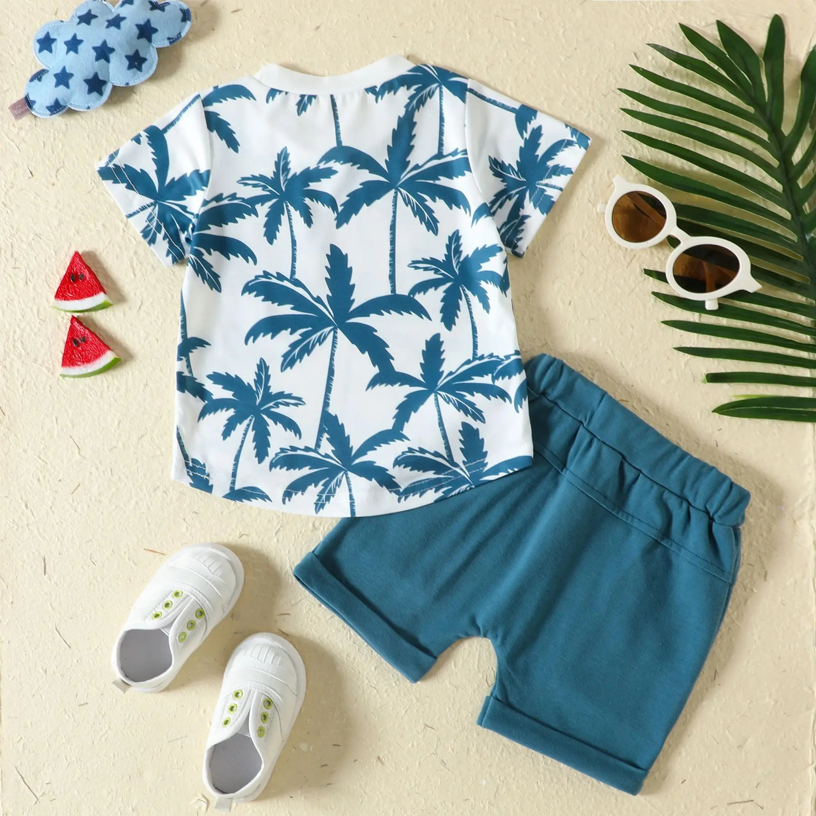 2Piece Sets Summer born Boy Clothes Fashion Casual Print Beach Short Sleeve Cotton TopsShorts Baby Boutique Clothing BC216 250304