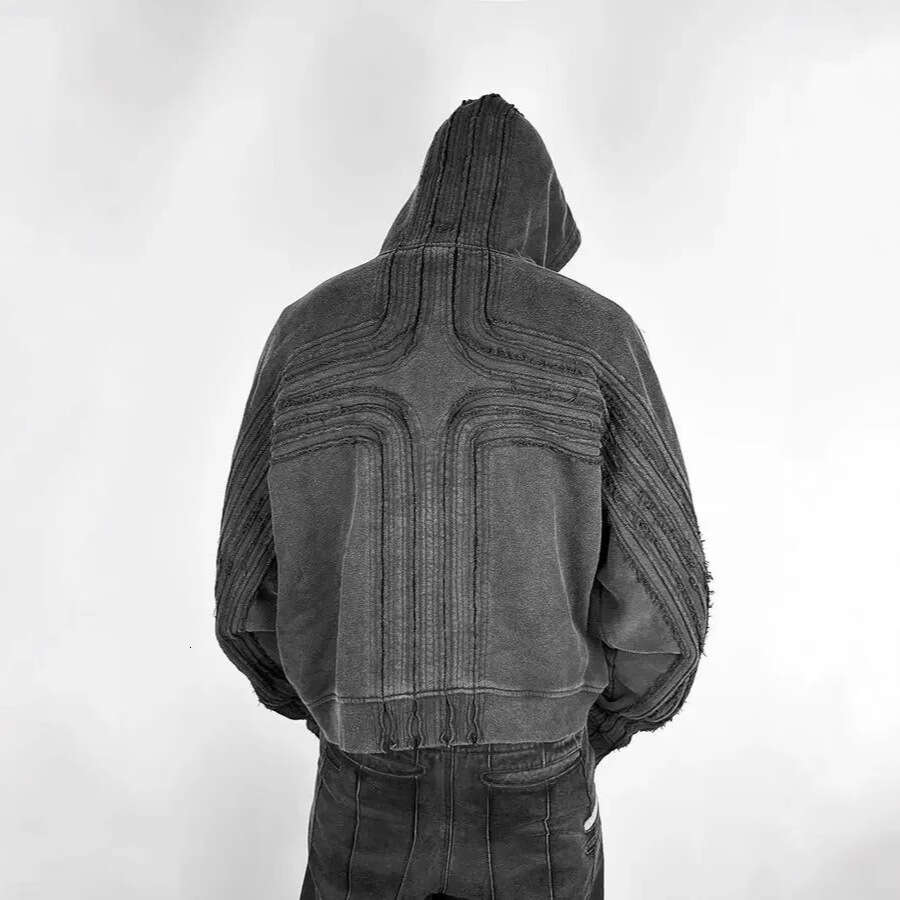Street loose 3D printed cross design hoodie, autumn and winter trendy zipper couple heavy-duty hoodie